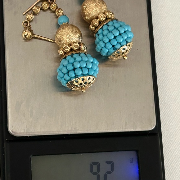 14K Turquoise Beaded Earrings - Picture 9 of 9